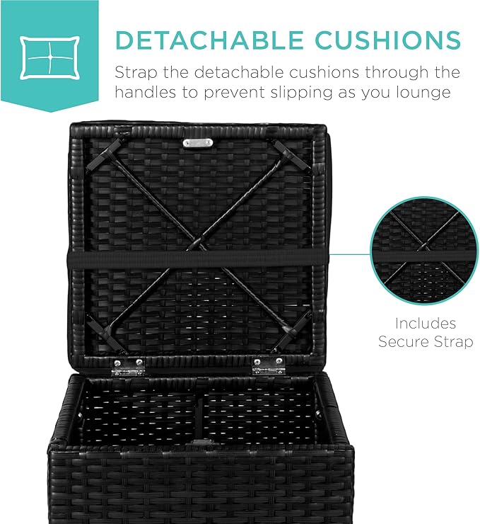 Best Choice Products Set of 2 Wicker Ottomans, Additional Seating, Side Table - Image 5