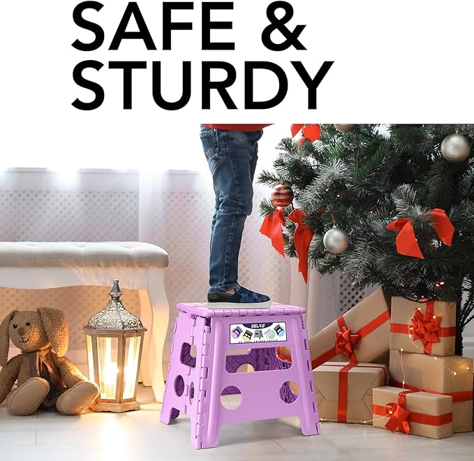 Delxo 13 inch Folding Step Stool, Non-Slip Foldable Stools Up to 300 LBS - Image 3