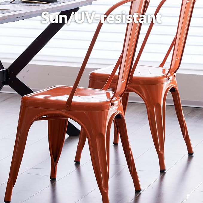 Nazhura Metal Dining Chair Farmhouse Tolix Style - Image 5