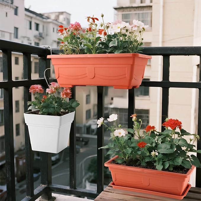 6-Pack 17" + 7" Window Box Planters & Square Pots - Image 9