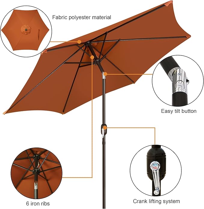 Blissun 7.5 ft Patio Umbrella, Yard Umbrella, Outdoor Market Umbrella - Image 2