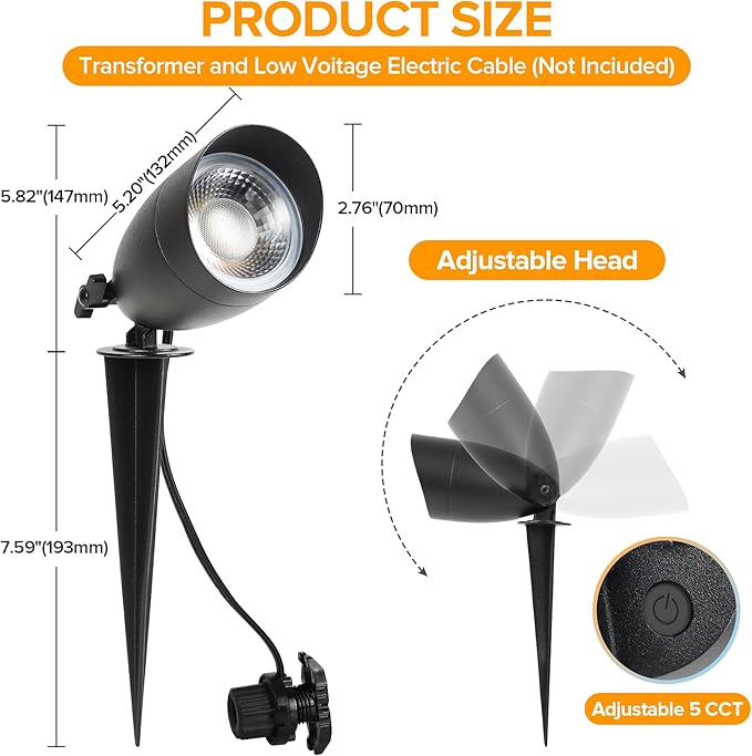 LUTEC 5CCT 12V Low Voltage Landscape Lighting Die-cast Aluminum Spot Lights - Image 5