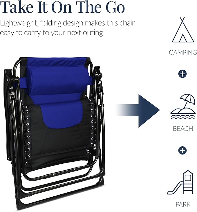 Best Choice Products Oversized Padded Zero Gravity Chair, Folding Outdoor Patio - Image 7