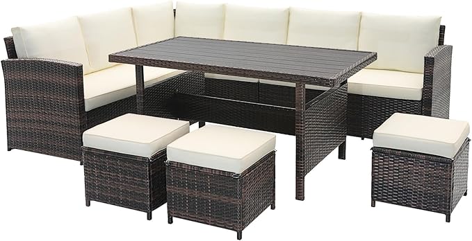 Tangkula 7 Pieces Wicker Patio Furniture Set, Rattan Sofa - Image 9