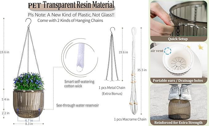 Melphoe Self Watering Hanging Planters - Image 7