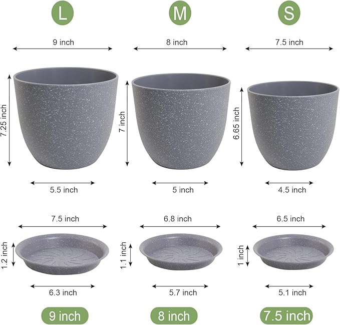Flower Pots 9/8/7.5inch, Plant Pots - Image 3