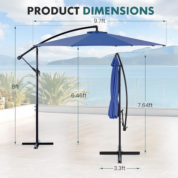 OLIXIS Offset Patio Umbrella, 9.7FT Cantilever Table Umbrellas - Image 5