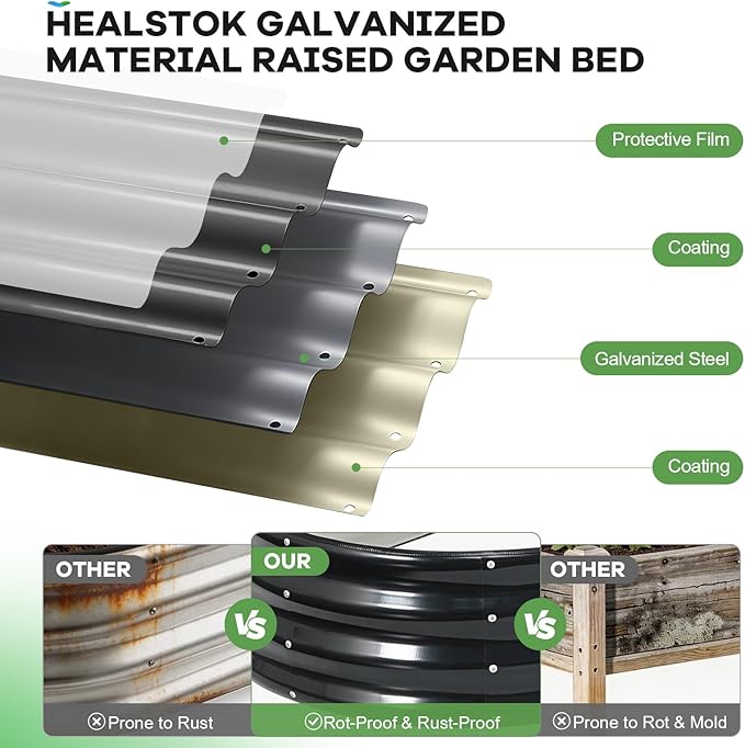 Galvanized Raised Garden Bed Outdoor, Rust-Resistant Garden Planter Box - Image 2
