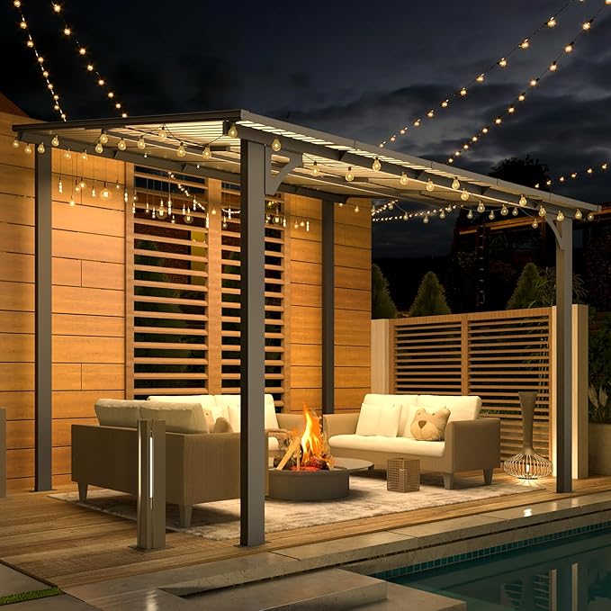 AECOJOY 10' x 8' Gazebo for Patio, Small Wall-Mounted Lean to Gazebo Pergola - Image 2