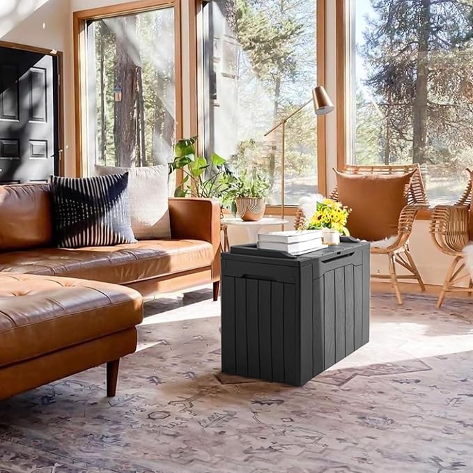JUMMICO 31 Gallon Resin Deck Box Waterproof Indoor Outdoor Storage Boxes - Image 9