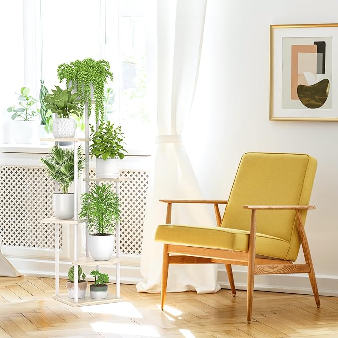 6 Tier Tall Plant Stand Indoor, Large Metal Wood Muti Level Vertical Planter - Image 4