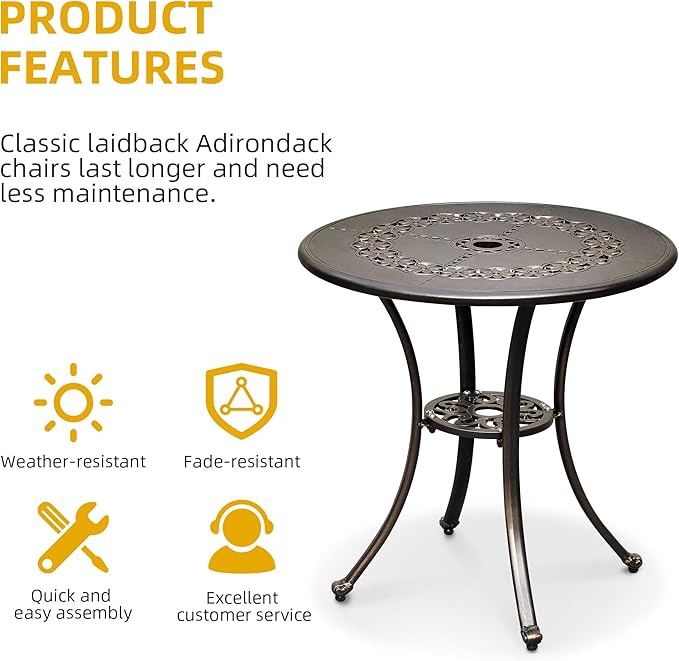 DWVO 25 Inches Round Patio Dining Table - Image 5