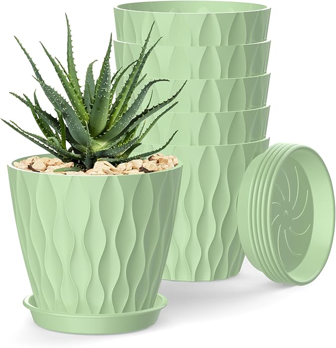 4 Inch Plant Pots, 6 Pack Indoor Flower Pots, Planters by SQKH