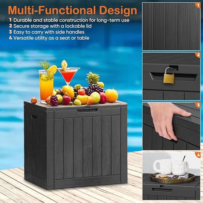 Sweetcrispy Deck Box with 31 Gallon Capacity, Weatherproof Resin Lockable - Image 5