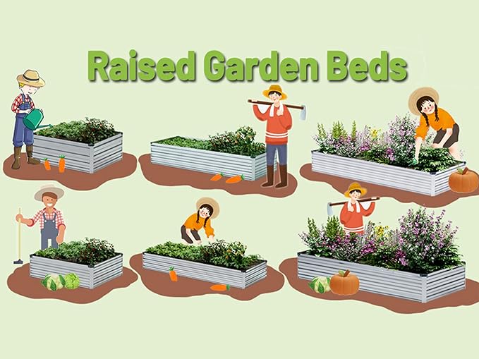 10×3×1FT Galvanized Raised Garden Bed Kit, Metal Planter Boxes, Large Outdoor - Image 7