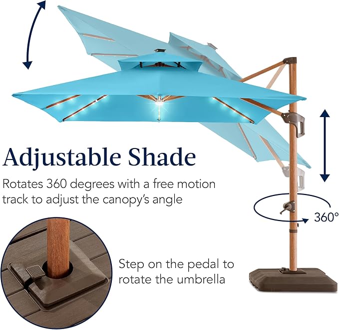 Best Choice Products 10ft Square Cantilever Patio Umbrella w/Base Included - Image 8