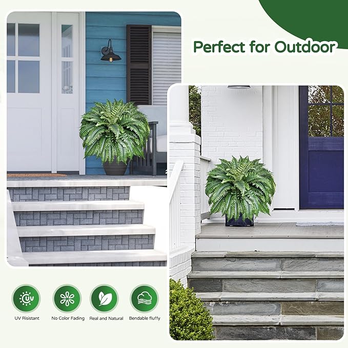 2 Pack Large 88 Leaves Artificial Ferns - Image 7