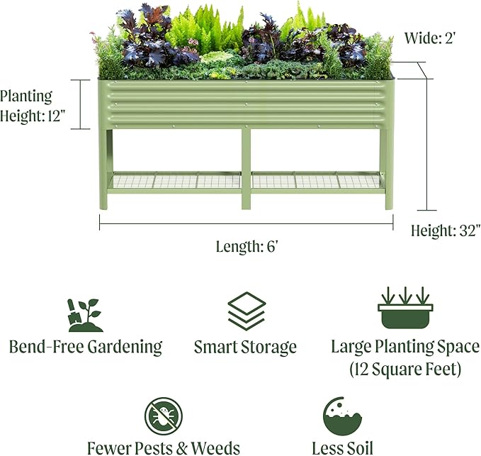 Elevated Raised Garden Bed-V Series, 1000 Lbs Weight Capacity, Outdoor Planter - Image 2