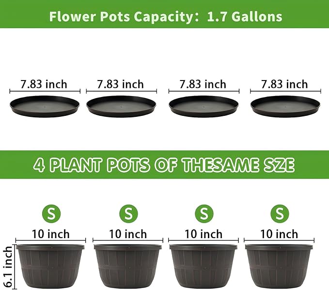 Quarut 10 inch Plastic Flower Pots - Image 4