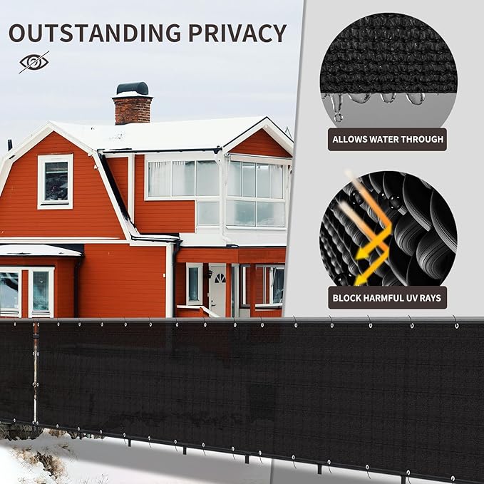 LOVE STORY Custom Size 3'x3' Black Balcony Privacy Screen, UV Block Privacy - Image 4