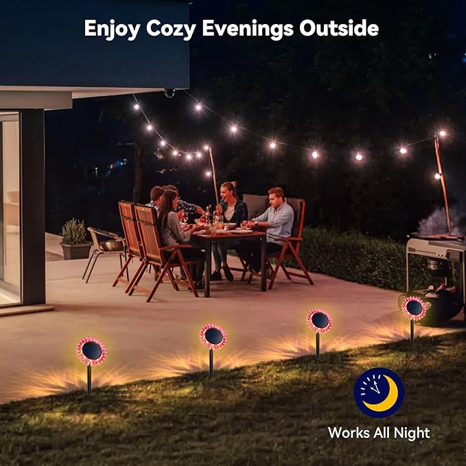 Outdoor Solar Lights, 6 Pack Led Solar Sunflower Lights, Stake/Wall 2-in-1 - Image 7
