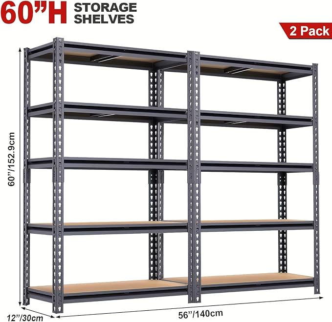 Garage Storage Shelves 2PCS, 2400 LBS Heavy Duty Shelving, Metal Garage Shelves - Image 3