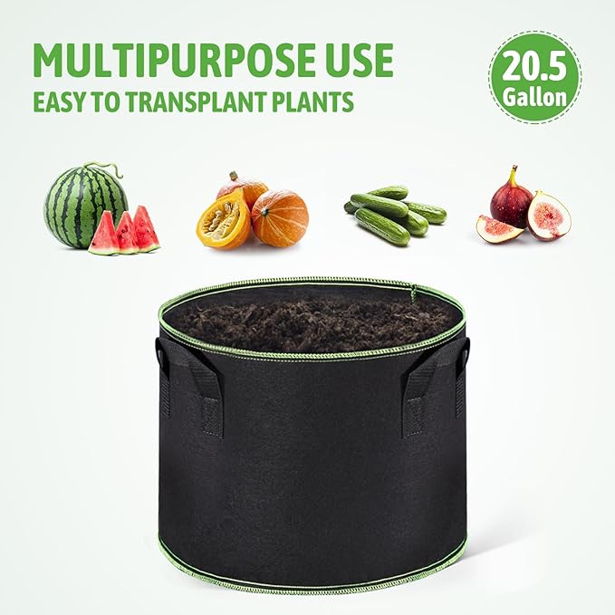Delxo 10 Pack 20 Gallon Plant Grow Bags Heavy Duty Aeration Fabric Pots - Image 3