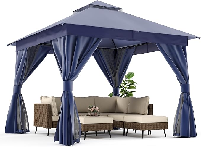 LAUSAINT HOME Semi-Permanent Outdoor Patio Gazebo 10'x10', Heavy Duty Party - Image 4