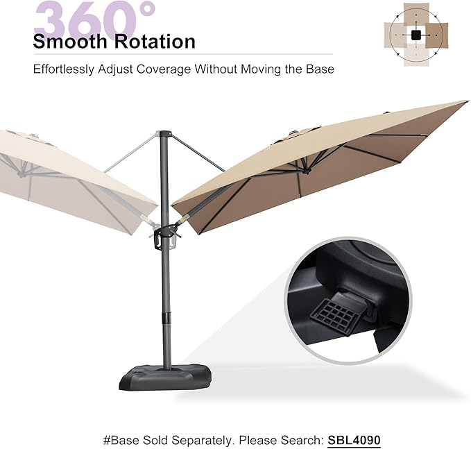 PURPLE LEAF 9 Feet Patio Umbrella Outdoor Cantilever Square Umbrella Aluminum - Image 6