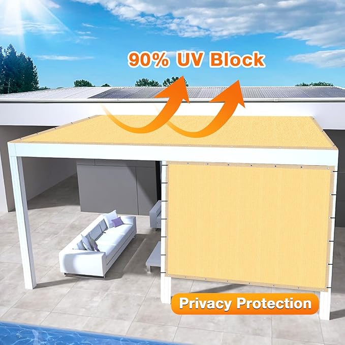 Artpuch Outdoor Pergola Shade Cover 18x18 FT Sun Shade Cloth - Image 3