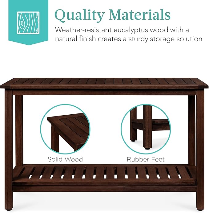 Best Choice Products 48in 2-Shelf Eucalyptus Wooden Console Table Indoor - Image 6