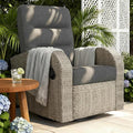 Outdoor Swivel Recliner Chair, All-Weather Wicker Reclining Patio Chair by Vakollia