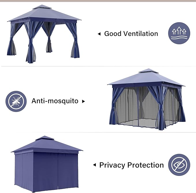 LAUSAINT HOME Semi-Permanent Outdoor Patio Gazebo 10'x10', Heavy Duty Party - Image 10