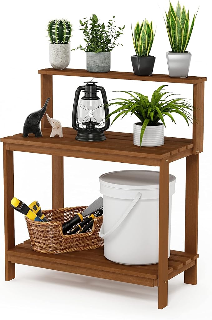 Furinno FG17478 Tioman Outdoor Patio Furniture Hardwood Potting Bench by Furinno-FitsYourSpaceFitsYourBudget