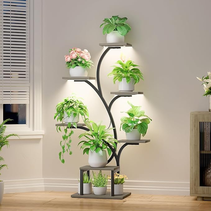 Plant Stand Indoor with Grow Lights, 7 Tiered Indoor Plant Shelf, Metal Plant - Image 8