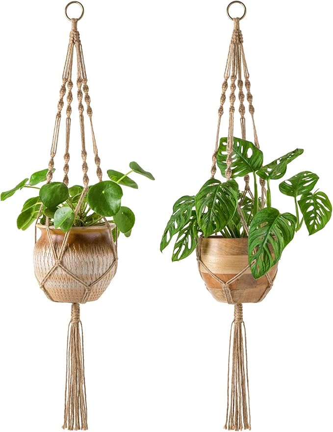 Mkono 2 Pack Macrame Plant Hangers Indoor Hanging Planter Basket Decorative by Mkono