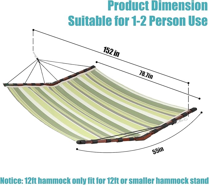 TegerDeger 12FT 2 Person Hammock Large Hammock Quick Dry 450LB Capacity - Image 6