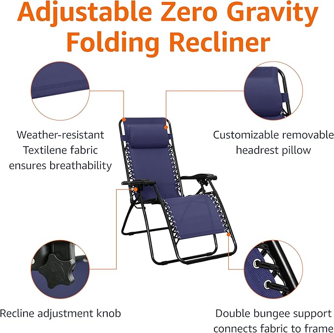 Amazon Basics Outdoor Patio Zero Gravity Lounge Chair - Image 5