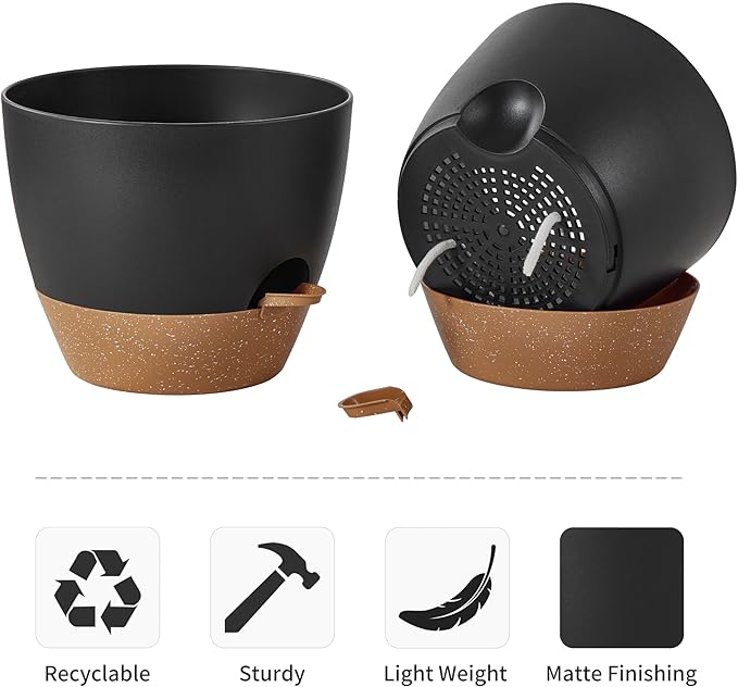 FaithLand 3-Pack Planter Pots, 10 9 8 Inch Self Watering Flower Pots - Image 5