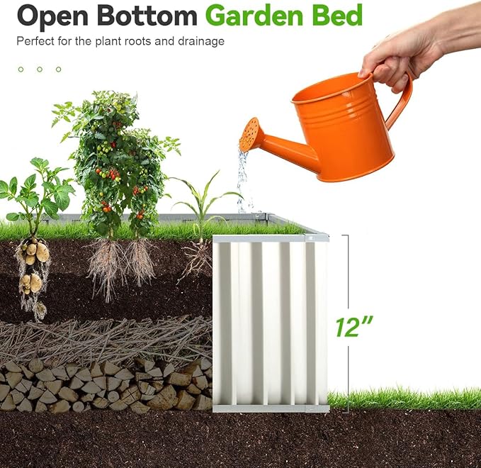 KING BIRD Raised Garden Bed 68" x 36" x 12" Galvanized Steel Metal Outdoor - Image 8
