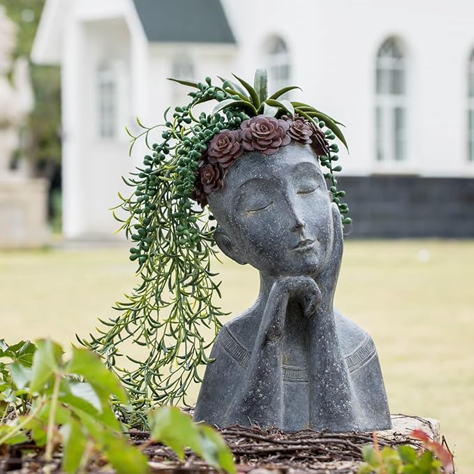 Newman House Studio Succulents Face Planters Pots Head - Image 4
