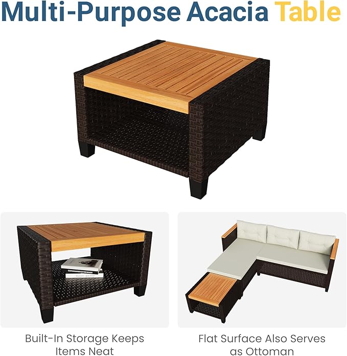 Wisteria Lane Small Patio Furniture Set, All-Weather Wicker Outdoor Sectional - Image 4