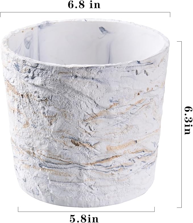 Ekirlin 7 Inch Natural Ore Textures Plant Pot, Resin Outdoor Planters - Image 4