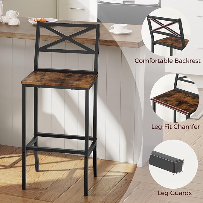 Bar Stools, Kitchen Breakfast Bar Chairs, Easy Assembly, - Image 7