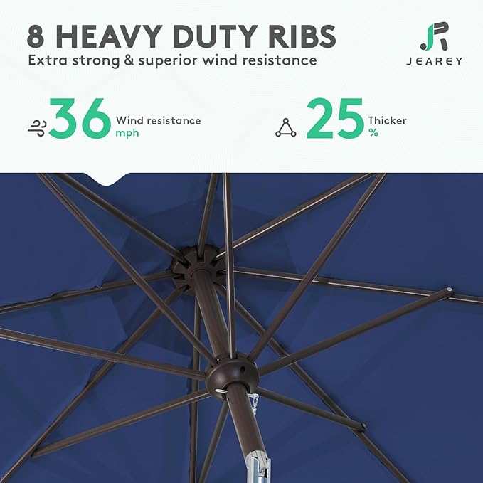 JEAREY 9FT Outdoor Patio Umbrella Outdoor Table Umbrella - Image 5