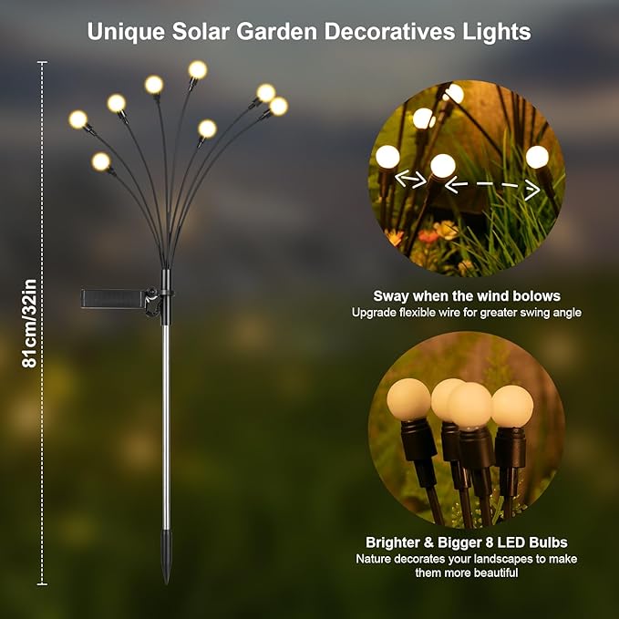 ASMAD Solar Lights Outdoor, Solar Garden Lights, Outdoor Decorations, Firefly - Image 4
