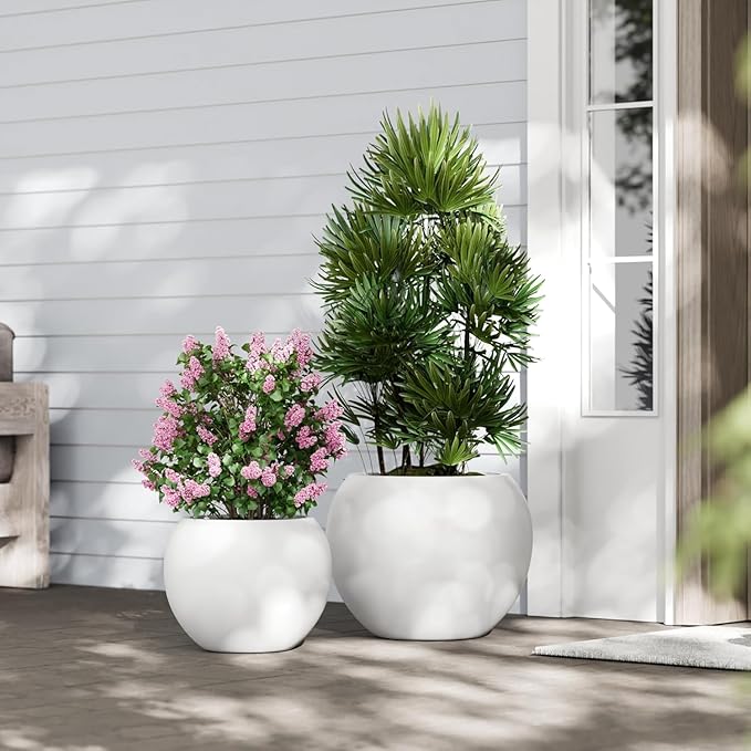 10 H x 14" Dia Round Fiberstone Planter - Image 8