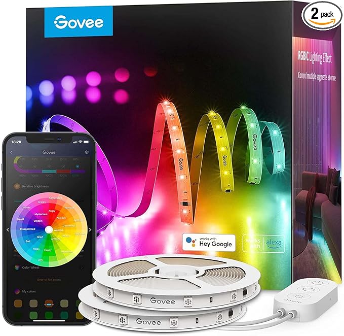 Govee 100ft RGBIC LED Strip Lights, Smart LED Lights Work by Govee