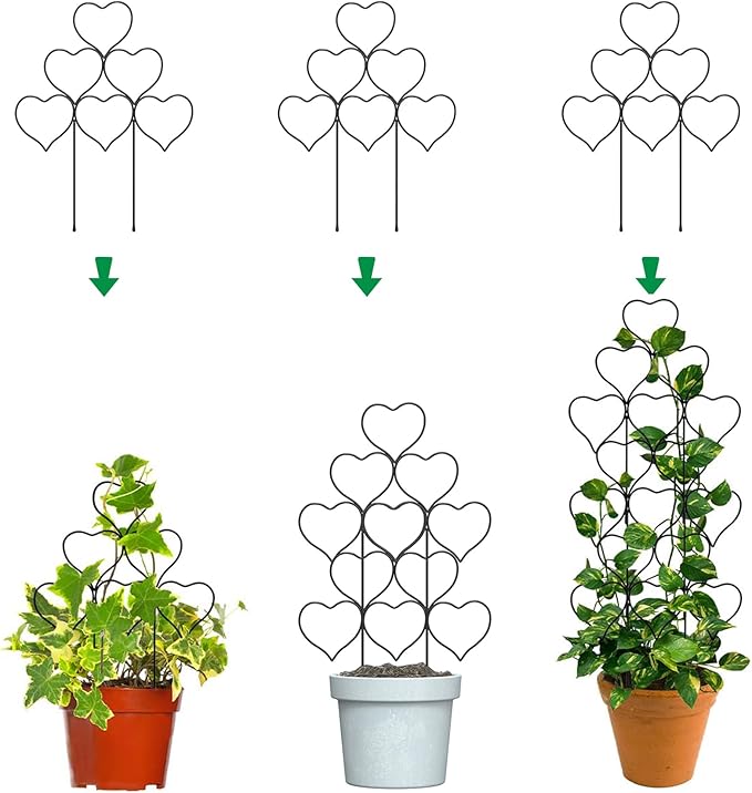 Plant Trellis for Climbing Plants Indoor Outdoor, Trlzey 3 Pack Stackable Metal by Trlzey