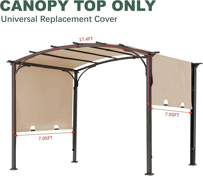 85''x 208'' Universal Doubleton Steel Pergola Replacement Cover - Image 2